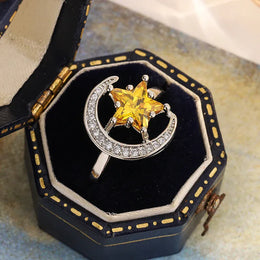 KissICON KissIcon Golden Star Moon CZ Ring - Celestial Ring Design