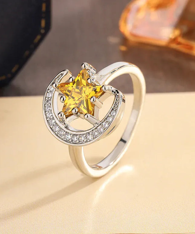 KissICON KissIcon Golden Star Moon CZ Ring - Celestial Ring Design