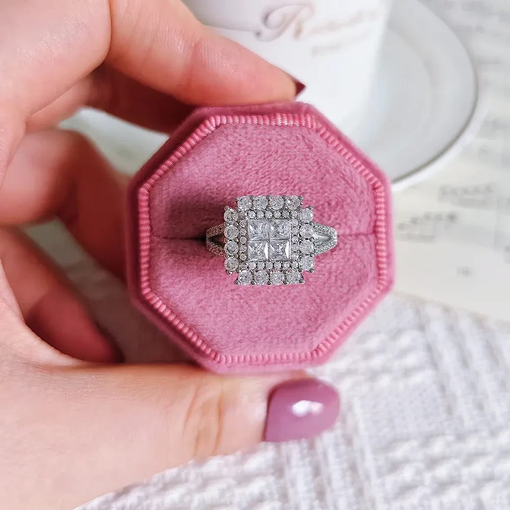 KissICON Kissicon Gorgeous Square Shape Ring – Iced Zircon