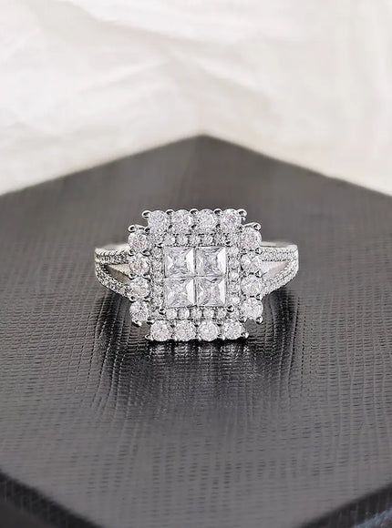 KissICON Kissicon Gorgeous Square Shape Ring – Iced Zircon