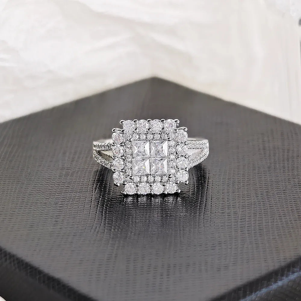 KissICON Kissicon Gorgeous Square Shape Ring – Iced Zircon