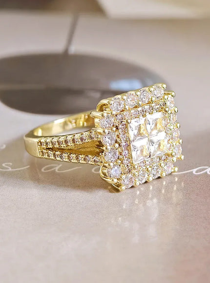 KissICON Kissicon Gorgeous Square Shape Ring – Iced Zircon