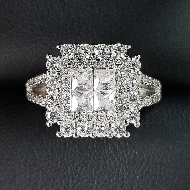 Kissicon Gorgeous Square Shape Ring – Iced Zircon