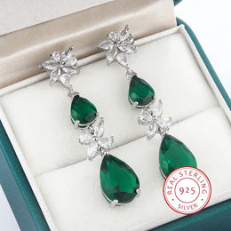 KissICON KissIcon Green White CZ Drop Earrings - Lightweight