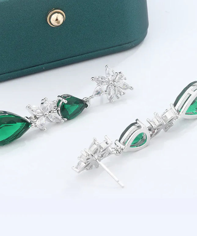 KissICON KissIcon Green White CZ Drop Earrings - Lightweight