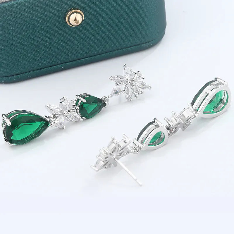 KissICON KissIcon Green White CZ Drop Earrings - Lightweight
