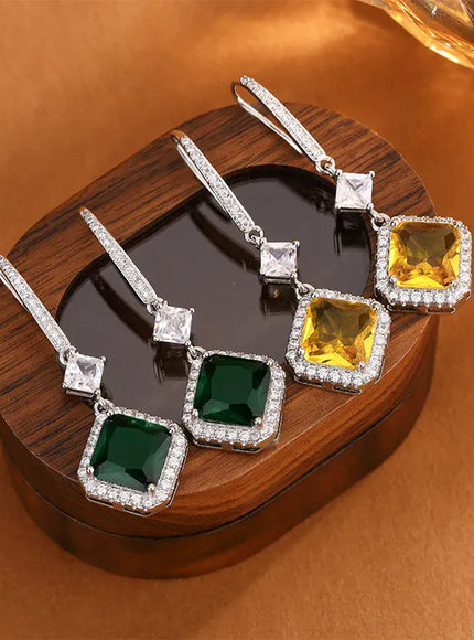 KissICON KissIcon Green Yellow Drop Earrings - Sterling Silver