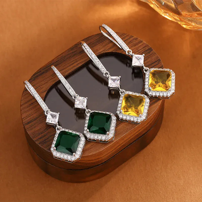 KissICON KissIcon Green Yellow Drop Earrings - Sterling Silver