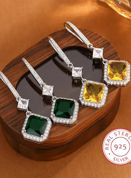 KissICON KissIcon Green Yellow Drop Earrings - Sterling Silver