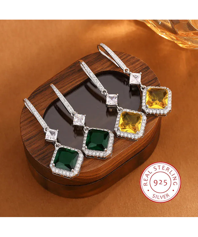 KissICON KissIcon Green Yellow Drop Earrings - Sterling Silver
