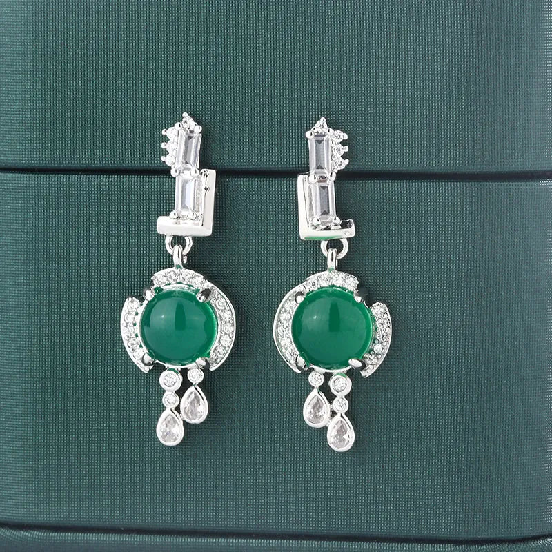 KissICON [KissIcon] Green Zircon Stud Earrings S925 Silver - Sparkle