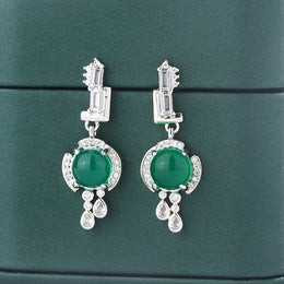 KissICON [KissIcon] Green Zircon Stud Earrings S925 Silver - Sparkle