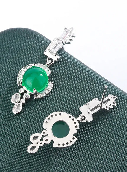 KissICON [KissIcon] Green Zircon Stud Earrings S925 Silver - Sparkle