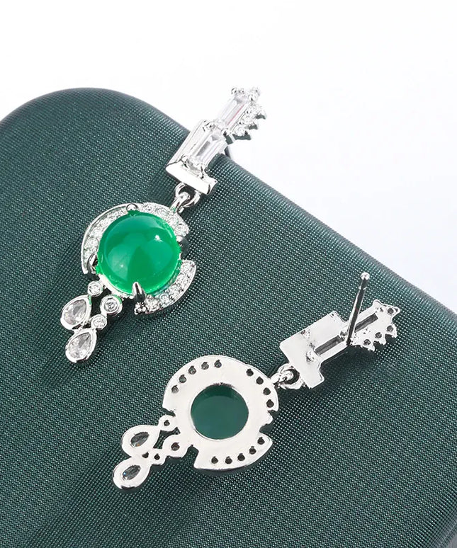 KissICON [KissIcon] Green Zircon Stud Earrings S925 Silver - Sparkle