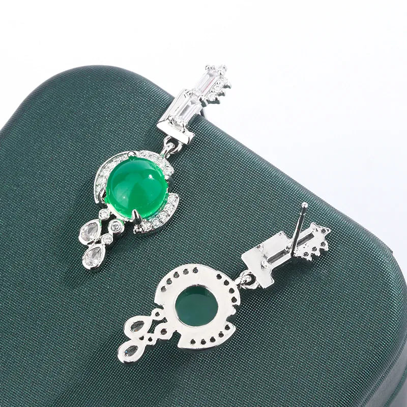 KissICON [KissIcon] Green Zircon Stud Earrings S925 Silver - Sparkle