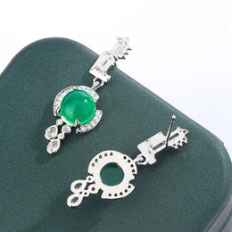 KissICON [KissIcon] Green Zircon Stud Earrings S925 Silver - Sparkle