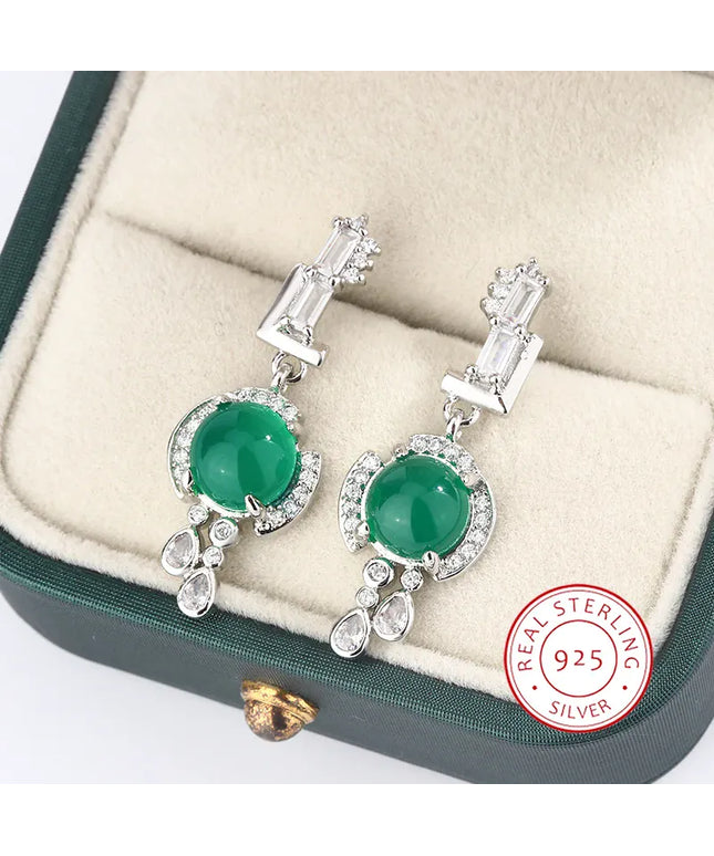 KissICON [KissIcon] Green Zircon Stud Earrings S925 Silver - Sparkle