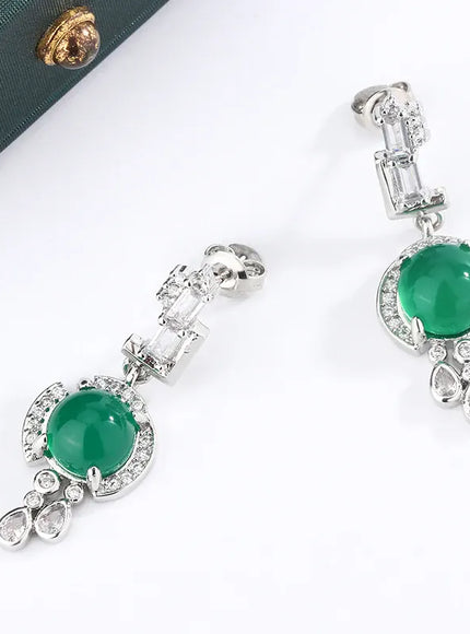 KissICON [KissIcon] Green Zircon Stud Earrings S925 Silver - Sparkle
