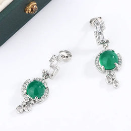 KissICON [KissIcon] Green Zircon Stud Earrings S925 Silver - Sparkle