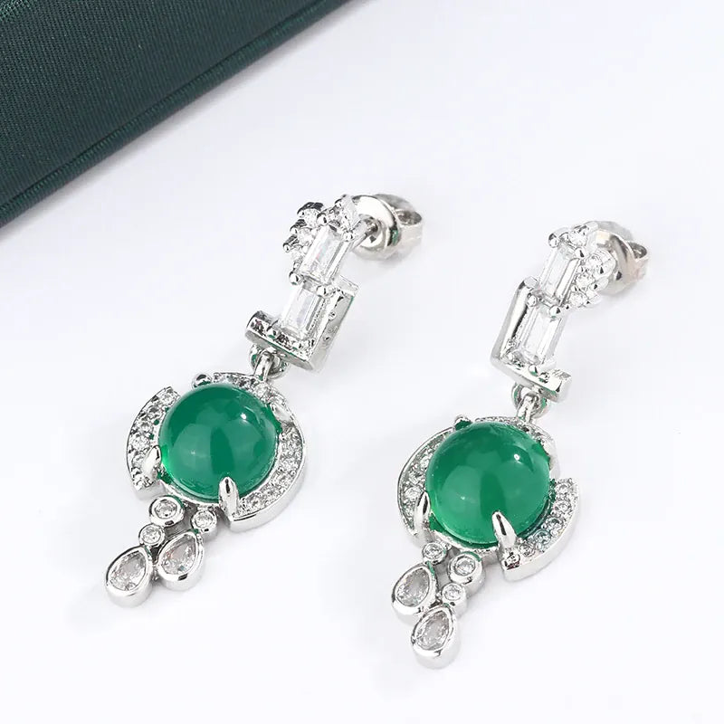KissICON [KissIcon] Green Zircon Stud Earrings S925 Silver - Sparkle