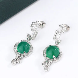 KissICON [KissIcon] Green Zircon Stud Earrings S925 Silver - Sparkle