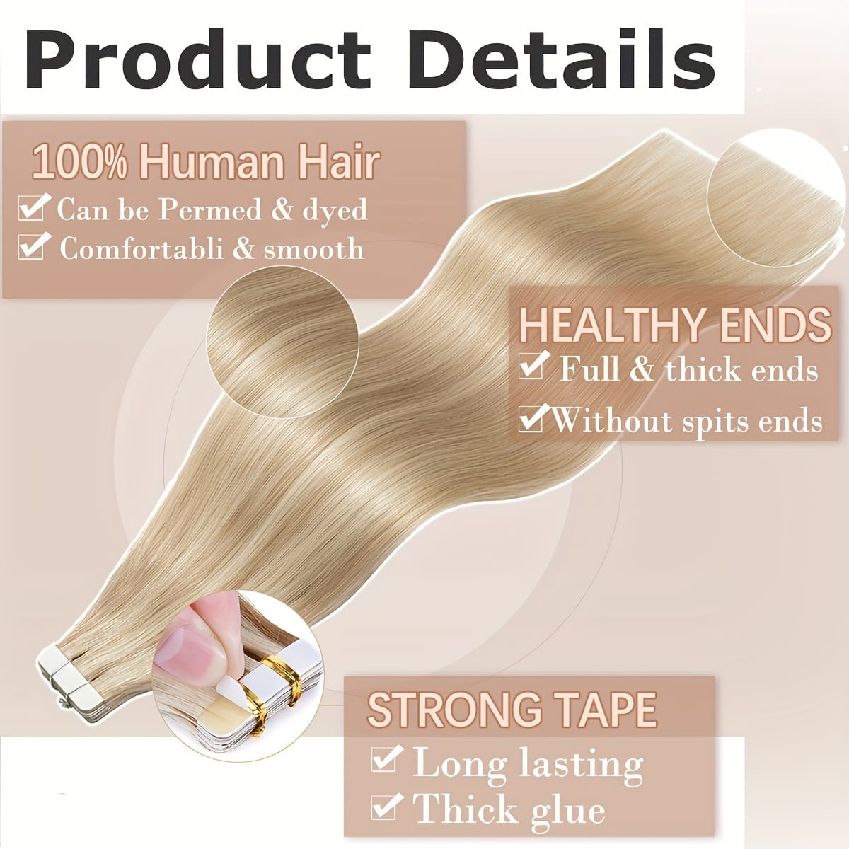 KissICON KissIcon Hair Tape In Extensions 20pcs - Seamless