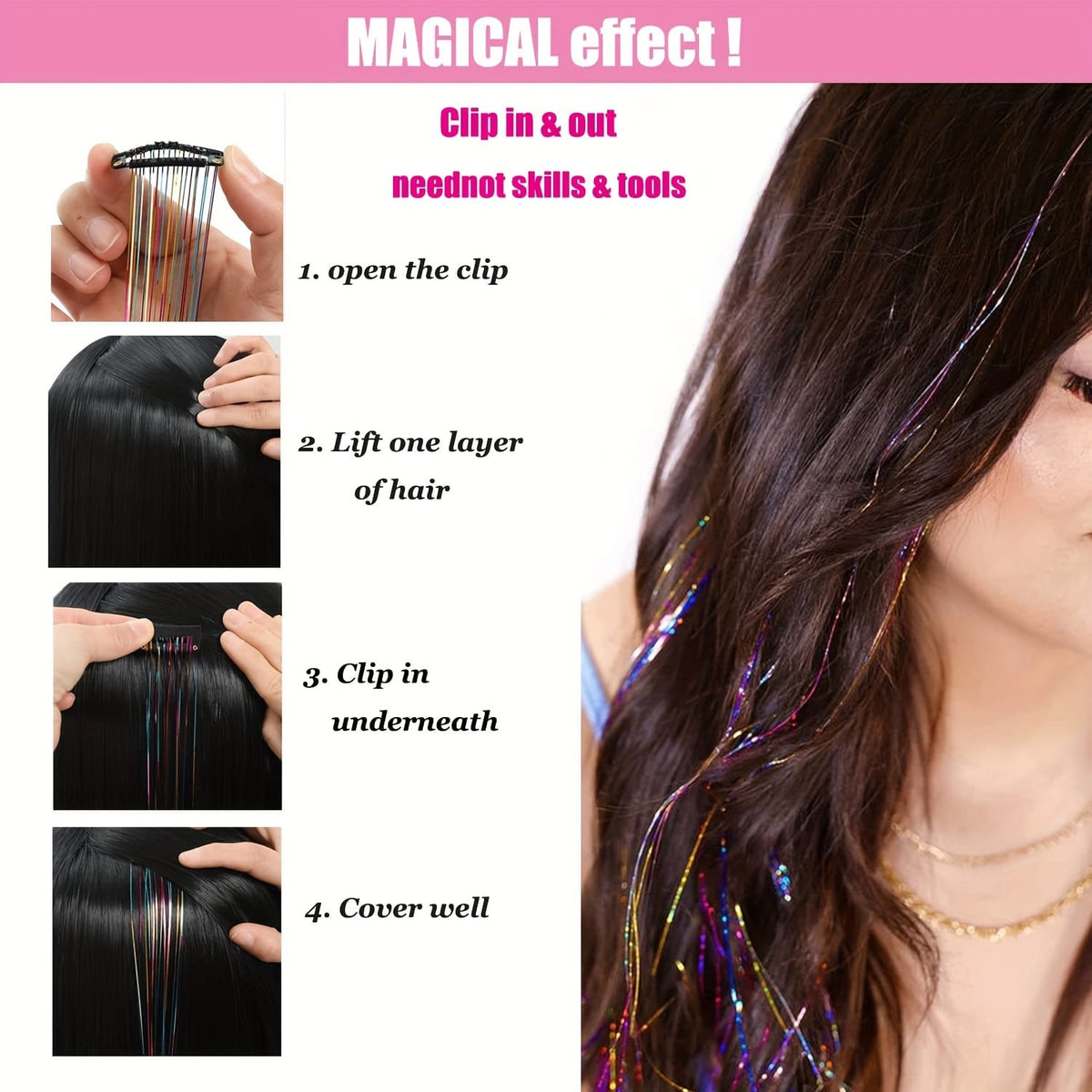 KissICON KissIcon Hair Tinsel Clip In Extensions - Heat