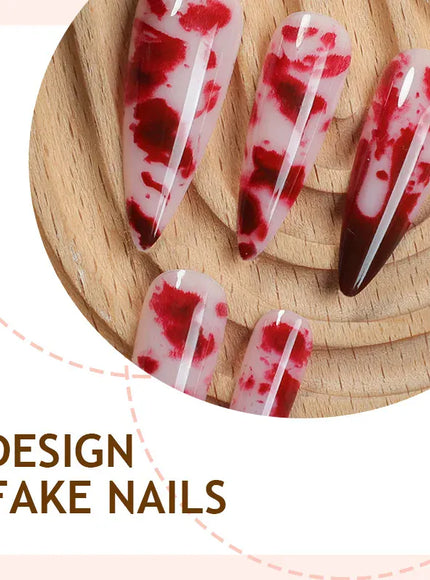 KissICON KissIcon Halloween Almond Nails 24Pcs Glue Blood French