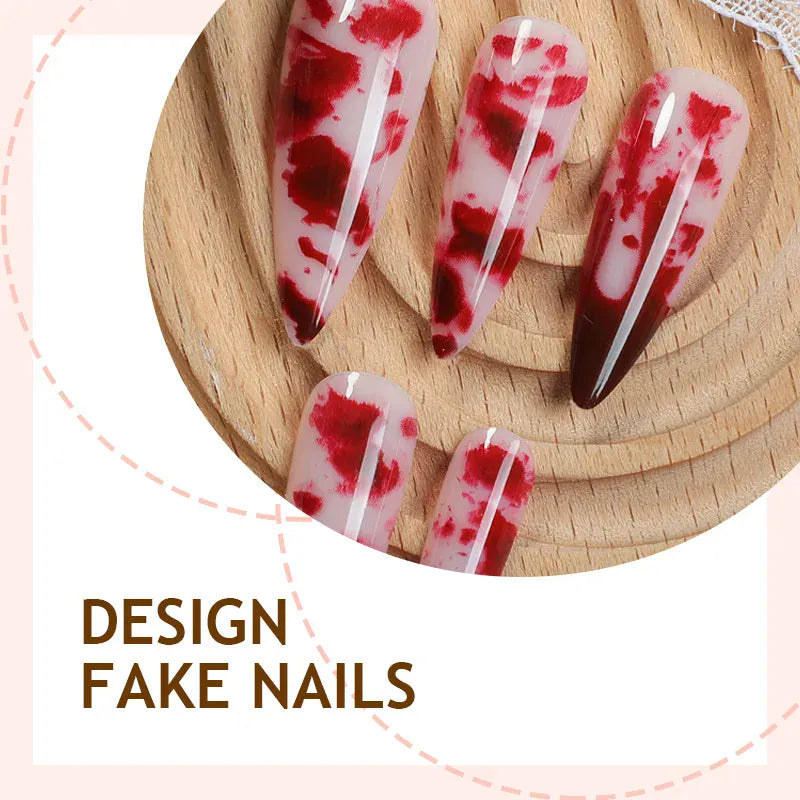 KissICON KissIcon Halloween Almond Nails 24Pcs Glue Blood French