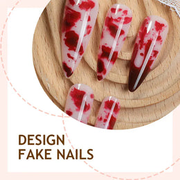 KissICON KissIcon Halloween Almond Nails 24Pcs Glue Blood French