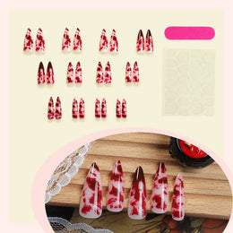 KissICON KissIcon Halloween Almond Nails 24Pcs Glue Blood French