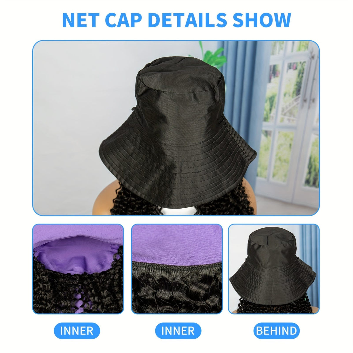 KissICON Kissicon Hat Wig Long Curly Heat
