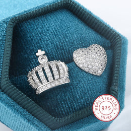 KissICON KissIcon Heart Crown Earrings 925 Silver - Hypoallergenic