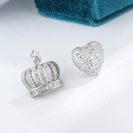 KissICON KissIcon Heart Crown Earrings 925 Silver - Hypoallergenic