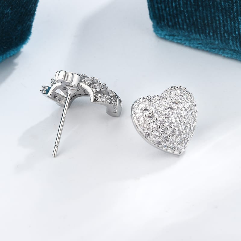 KissICON KissIcon Heart Crown Earrings 925 Silver - Hypoallergenic