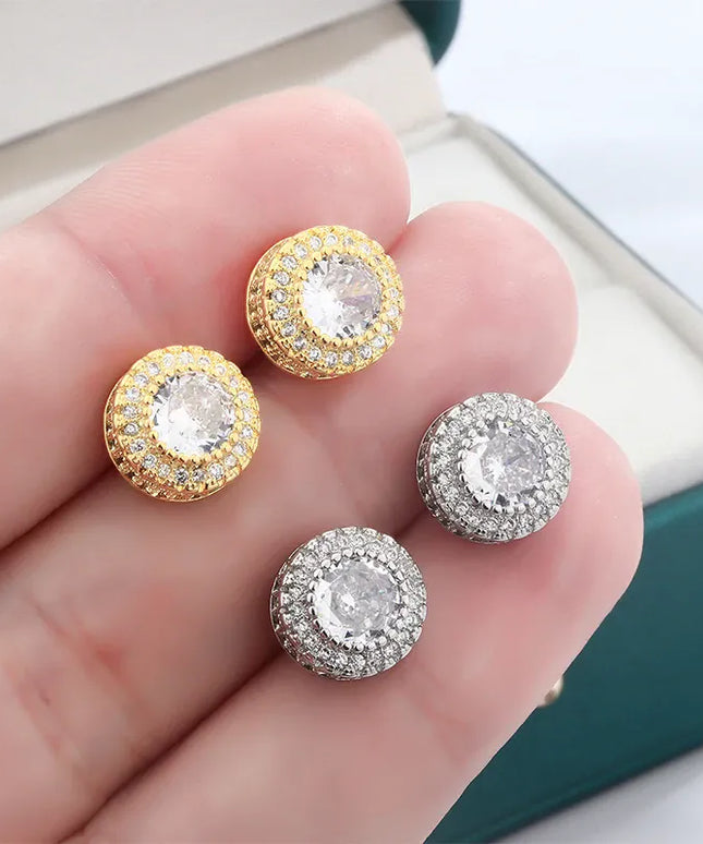 KissICON KissIcon Hip Hop Round Zircon Earrings -Micro Diamond Shine