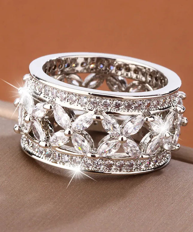 KissICON KissIcon Hollow Zircon Ring For Women Geometric Shine Gift