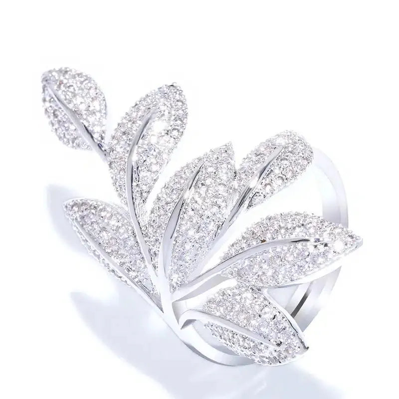 KissICON Kissicon Huitan Leaf Ring – Full Paved CZ