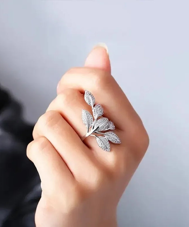 KissICON Kissicon Huitan Leaf Ring – Full Paved CZ
