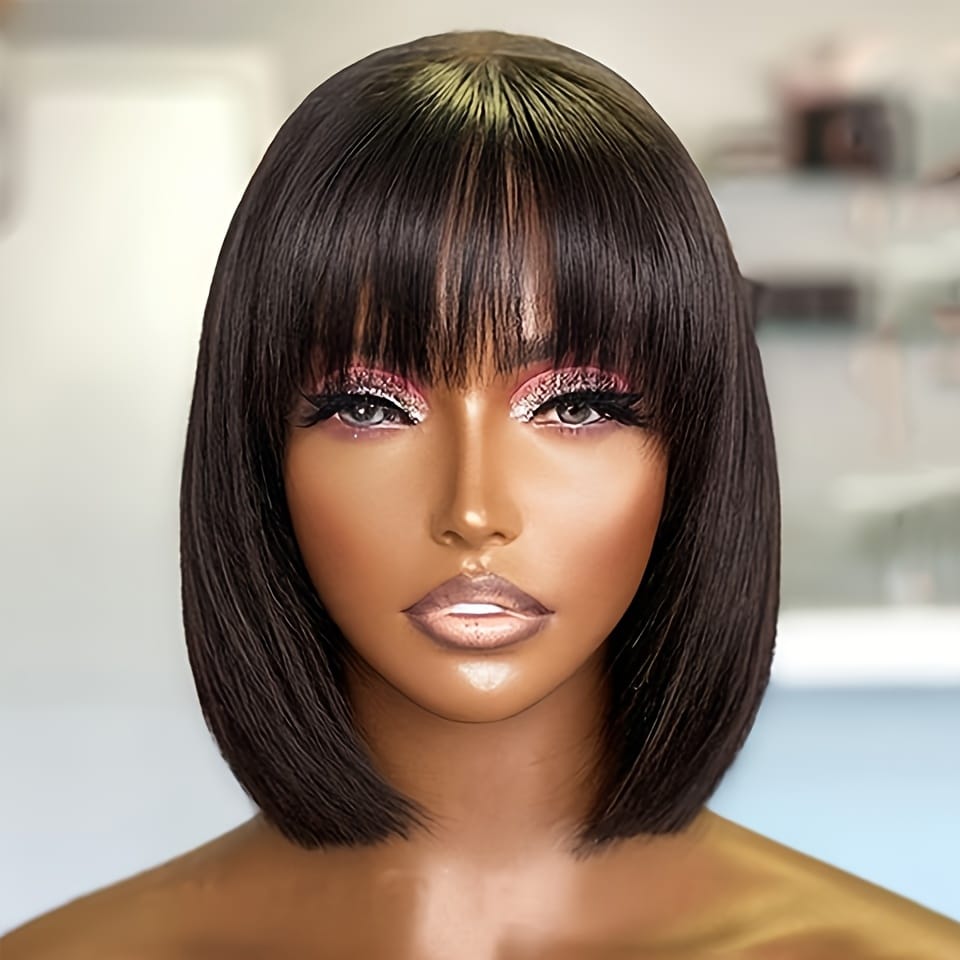 KissICON Kissicon Human Hair Bob Wig Bangs
