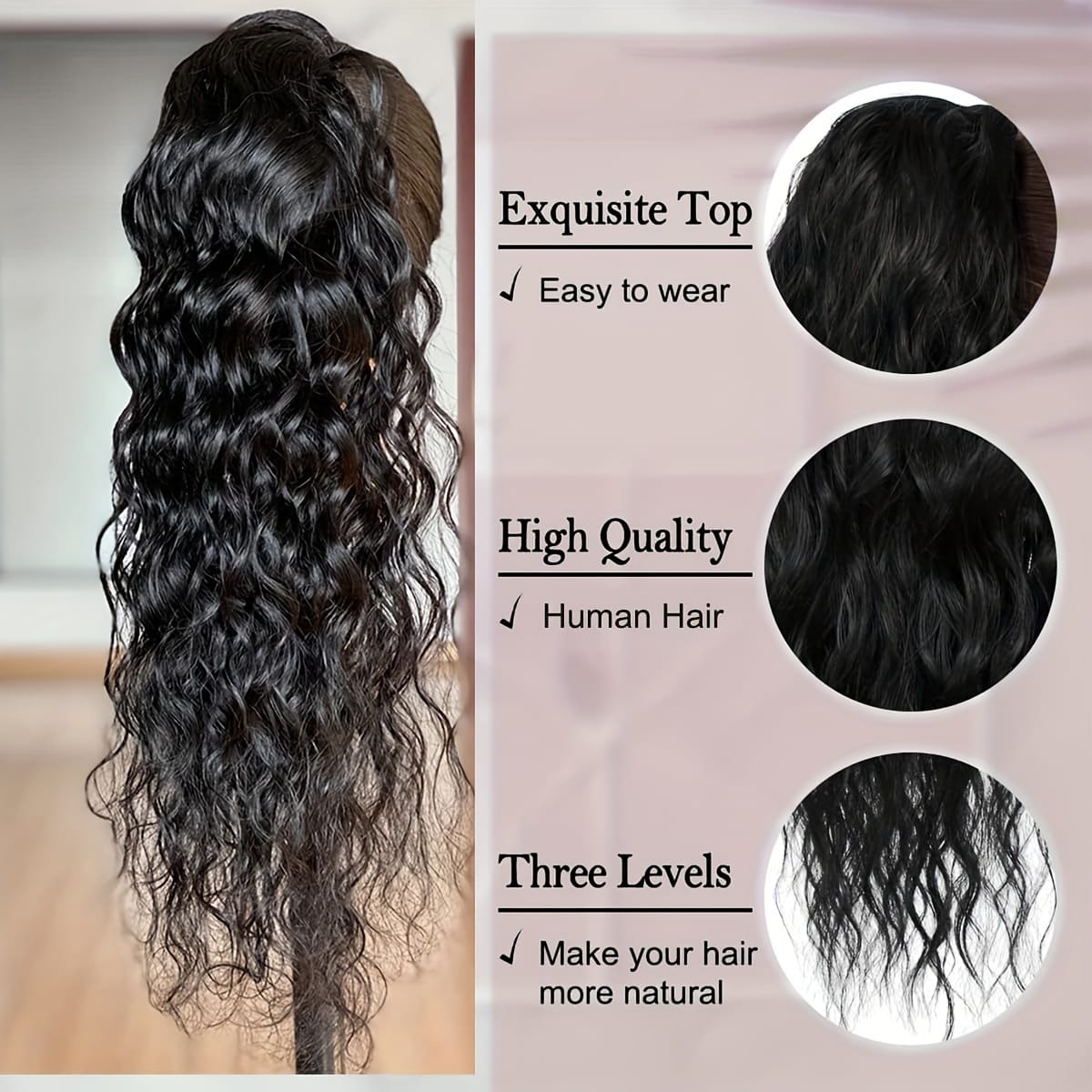 KissICON KissIcon Human Hair Water Wave Ponytail - Natural