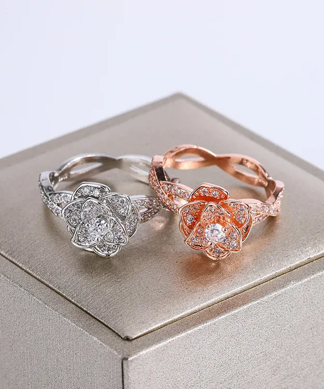 KissICON KissIcon InterTwined 3D Rose Ring White Zircon - Dazzle