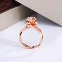 KissICON KissIcon InterTwined 3D Rose Ring White Zircon - Dazzle