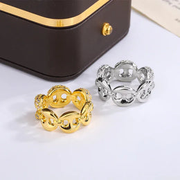 KissICON KissIcon Interwoven Shiny White Zircon Ring Silver Plated