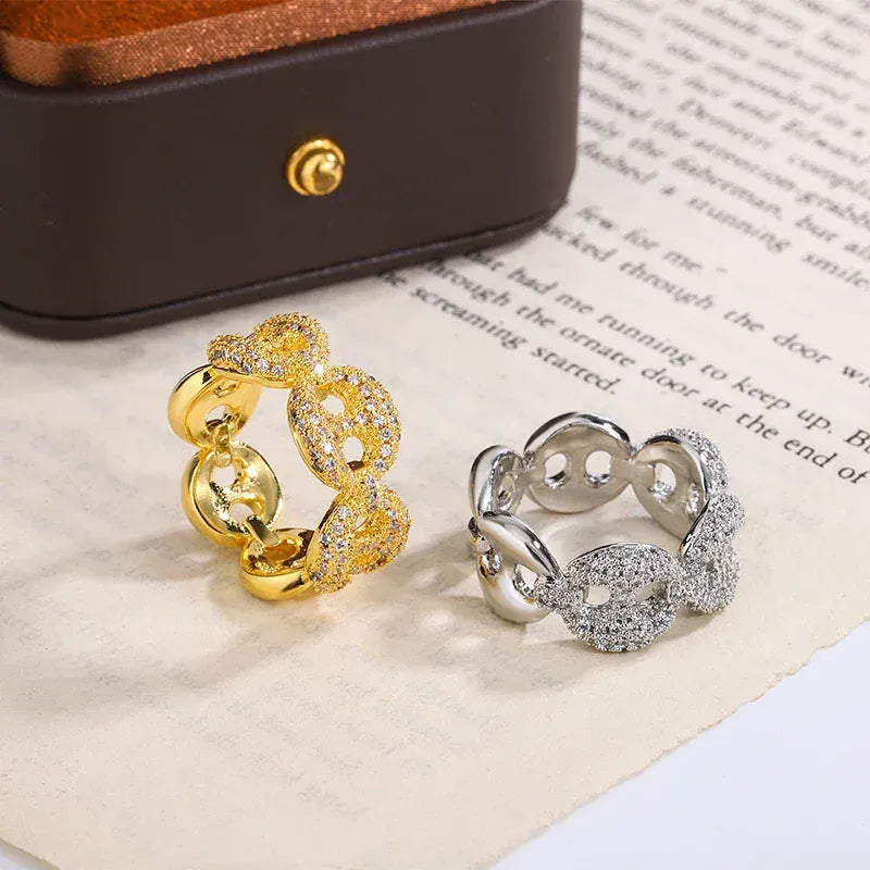 KissICON KissIcon Interwoven Shiny White Zircon Ring Silver Plated