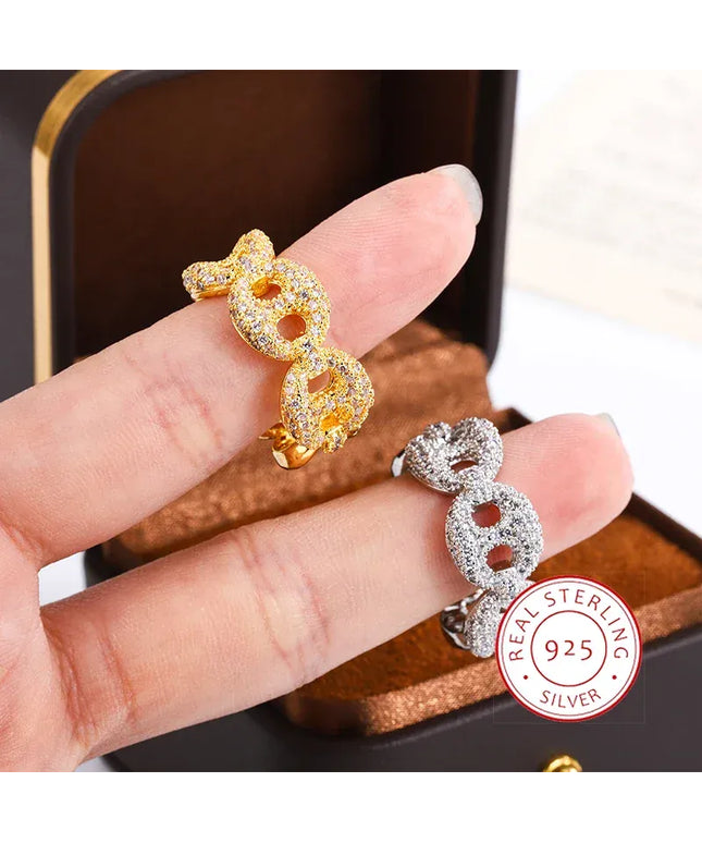 KissICON KissIcon Interwoven Shiny White Zircon Ring Silver Plated