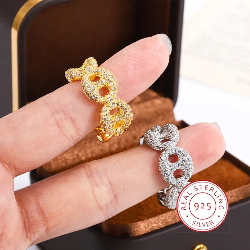 KissICON KissIcon Interwoven Shiny White Zircon Ring Silver Plated