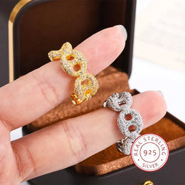 KissICON KissIcon Interwoven Shiny White Zircon Ring Silver Plated
