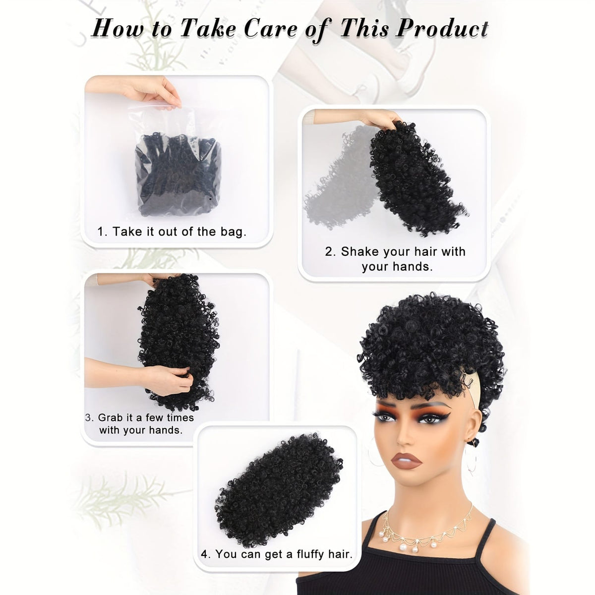 KissICON [KissIcon]KKSILK Afro High Puff Ponytail - Drawstring Bangs