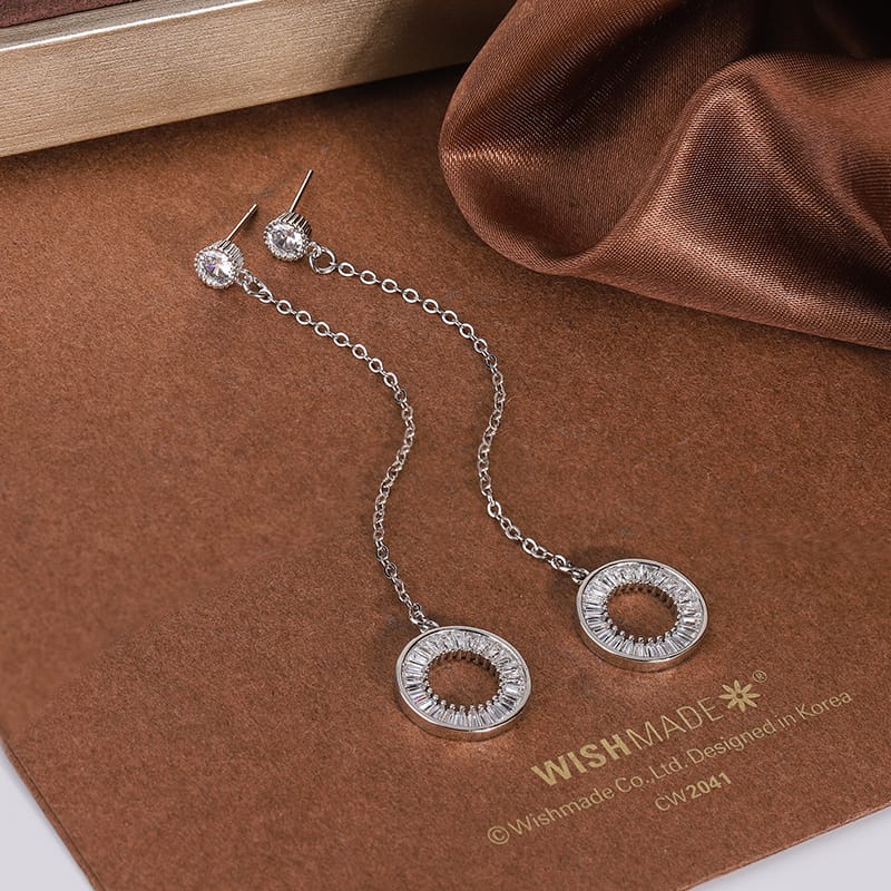 KissICON KissIcon Korean Tassel Earrings - Zircon Pendant 925 Silver
